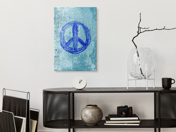 Canvas Art Print Pacifism (1-piece) Vertical - blue street art-style symbol 142441 additionalImage 3