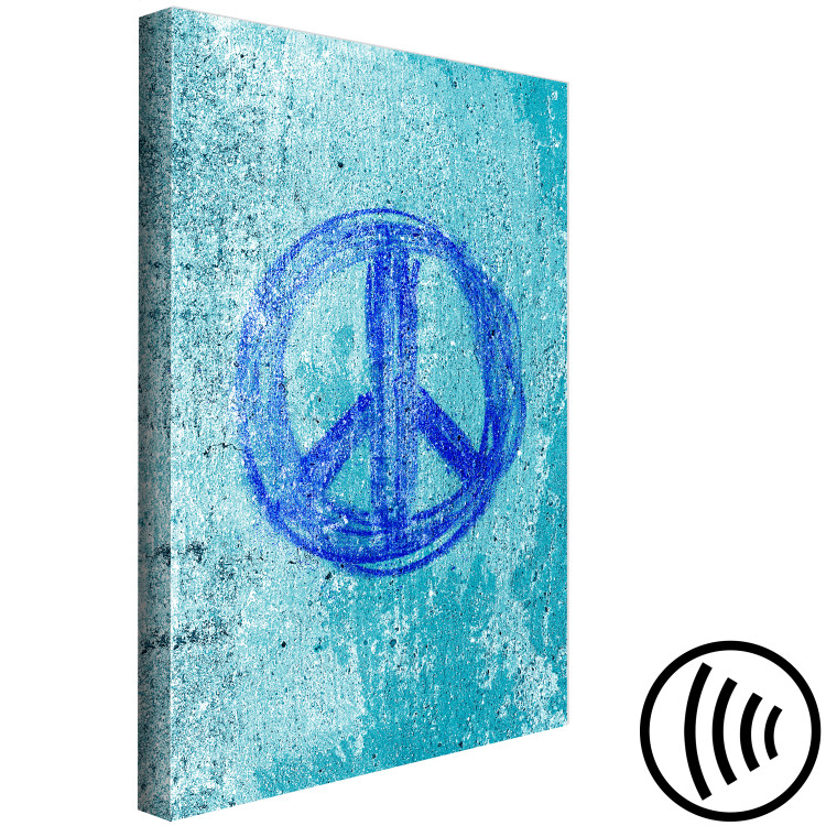 Canvas Art Print Pacifism (1-piece) Vertical - blue street art-style symbol 142441 additionalImage 6