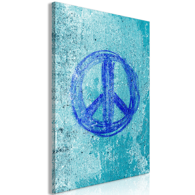 Canvas Art Print Pacifism (1-piece) Vertical - blue street art-style symbol 142441 additionalImage 2