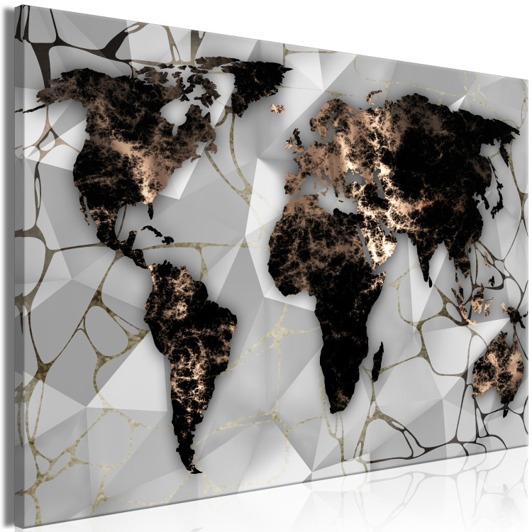 Canvas World in Gold (1-piece) Wide - world map and abstraction in background 143041 additionalImage 2