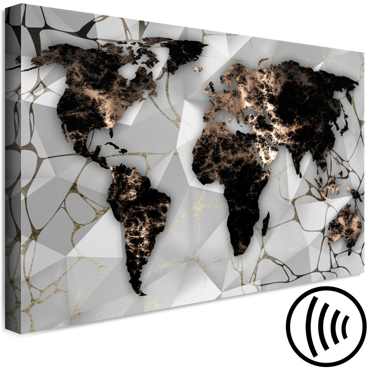 Canvas World in Gold (1-piece) Wide - world map and abstraction in background 143041 additionalImage 6