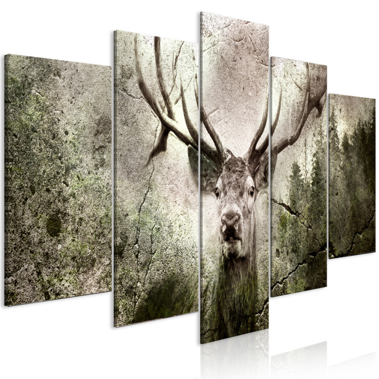 Canvas Art Print Spirit of the Forest (5-piece) Wide - woodland creature and coniferous trees in the background 143241 additionalImage 2