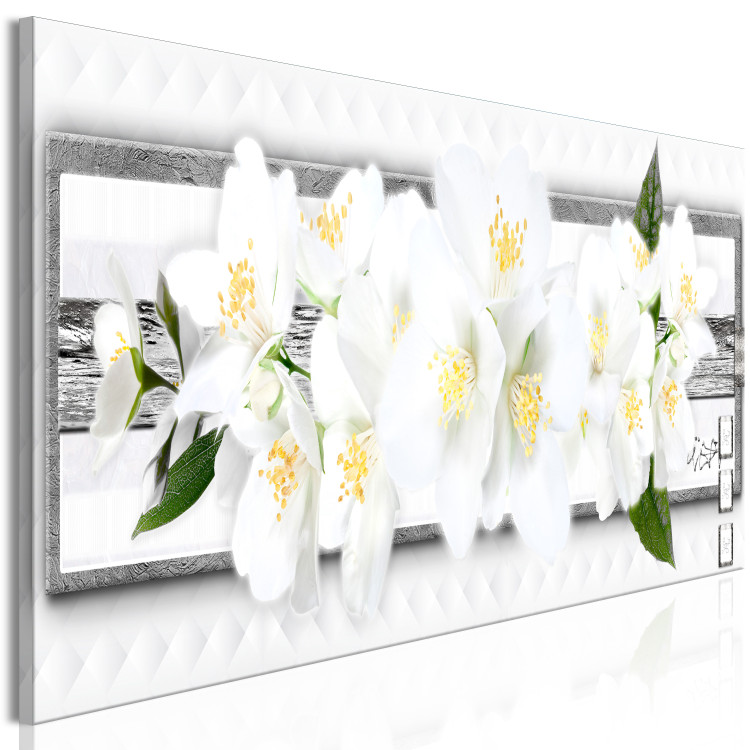 Canvas Print White Flowers (1-piece) - spring blossoms on an abstract background 144041 additionalImage 2