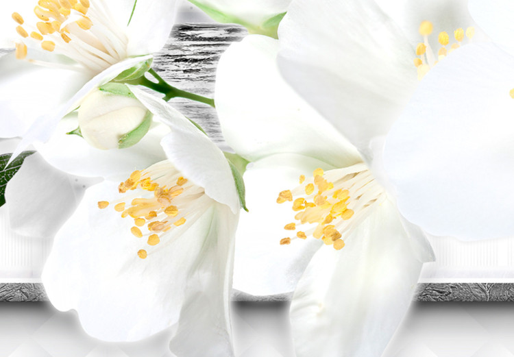 Canvas Print White Flowers (1-piece) - spring blossoms on an abstract background 144041 additionalImage 5