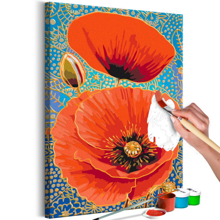 Paint by number Red Poppies - Meadow Flowers on a Turquoise Decorative Background 144141 additionalImage 3