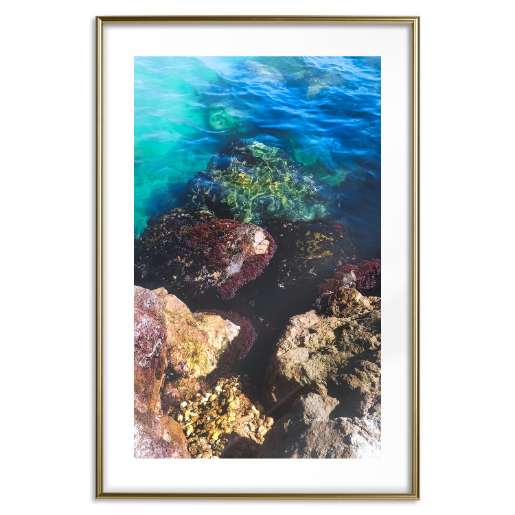 Poster Rocky Shore of the Sea - Photo of Colored Stones and Blue Water 146241 additionalImage 25