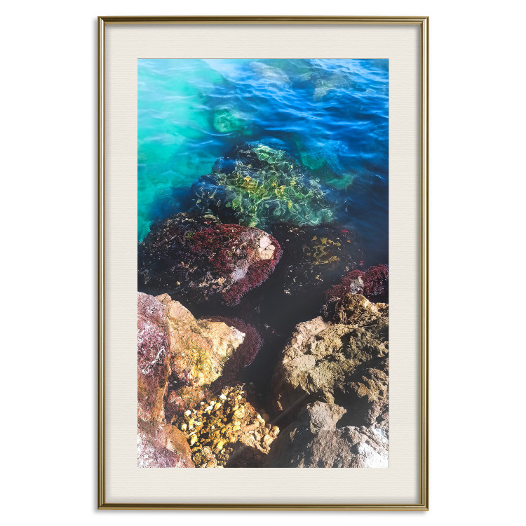 Poster Rocky Shore of the Sea - Photo of Colored Stones and Blue Water 146241 additionalImage 27