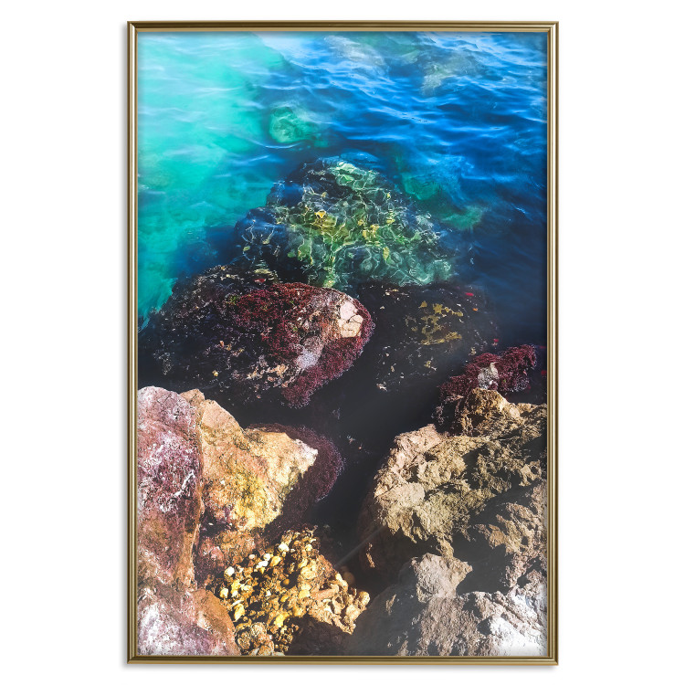Poster Rocky Shore of the Sea - Photo of Colored Stones and Blue Water 146241 additionalImage 23
