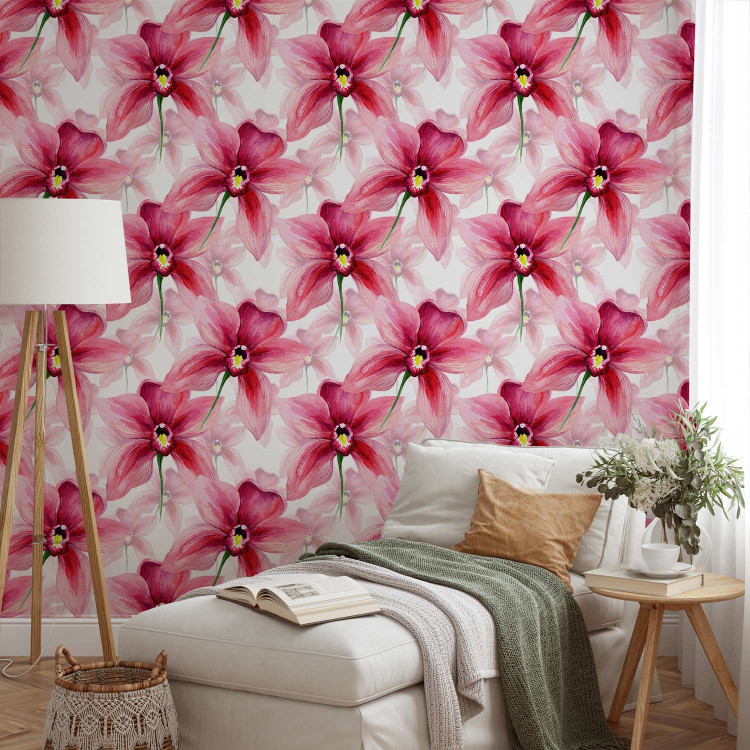 Wallpaper Watercolor Flower - Dark Pink Orchid on a White Background 150041 additionalImage 4