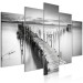 Canvas Print Bridge on the Lake - Black and White Landscape With Water Against the Background of the Sunset 151841 additionalThumb 2