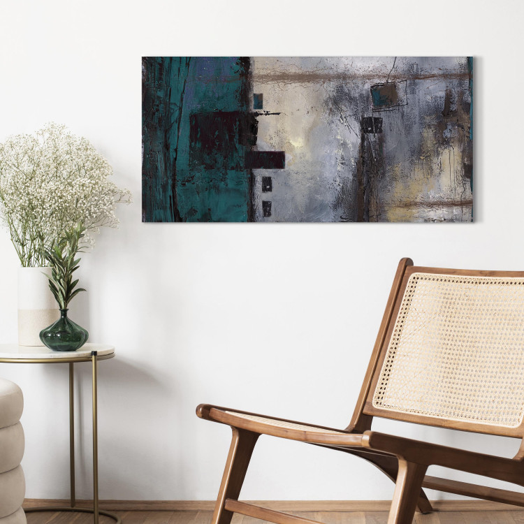 Canvas Print In Turquoise (1-piece) - abstract composition in shades of gray 46641 additionalImage 11