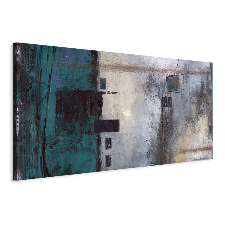 Canvas Print In Turquoise (1-piece) - abstract composition in shades of gray 46641 additionalImage 2