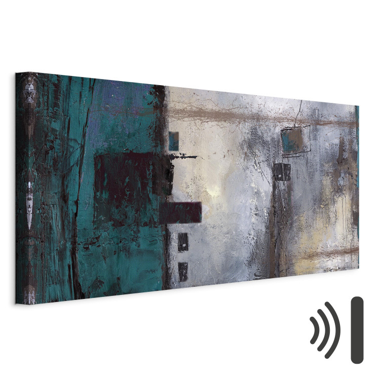 Canvas Print In Turquoise (1-piece) - abstract composition in shades of gray 46641 additionalImage 8