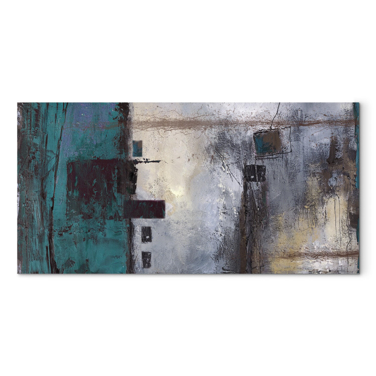 Canvas Print In Turquoise (1-piece) - abstract composition in shades of gray 46641 additionalImage 7
