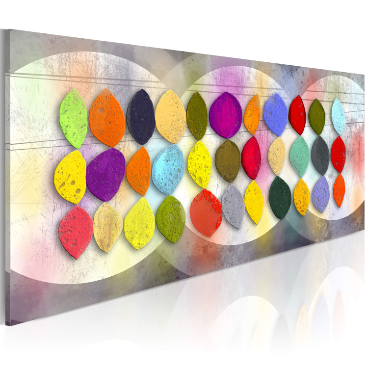 Canvas Print Parade of Colors (1-piece) - colorful abstraction with leaf designs 47041 additionalImage 2