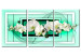 Canvas April (3-part) - white orchid flowers on a teal background 53141