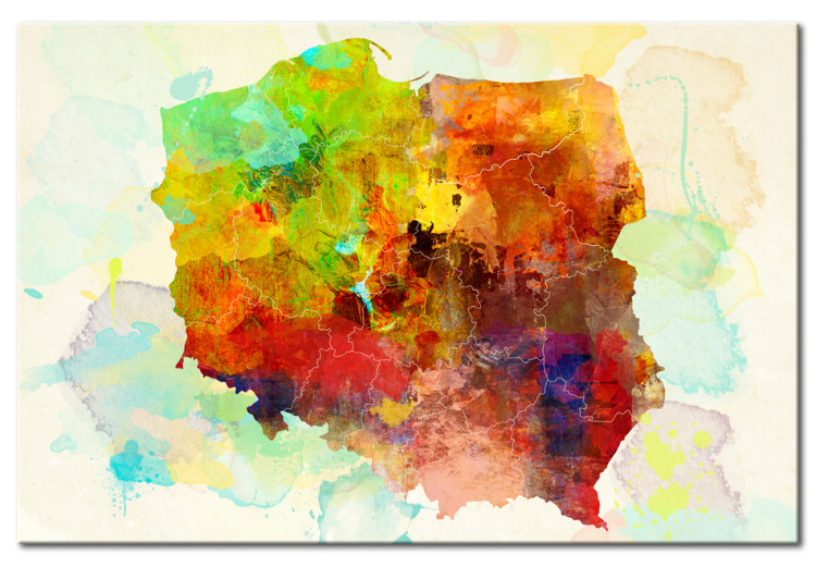 Canvas Print The map of Poland painted with water-colors 55441