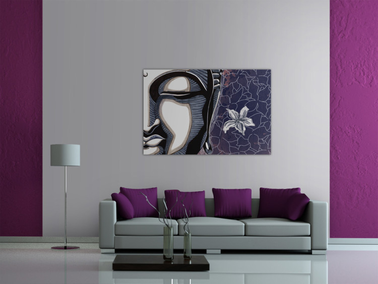Canvas Violet Buddha - Oriental portrait of a character with a lotus flower 55641 additionalImage 3