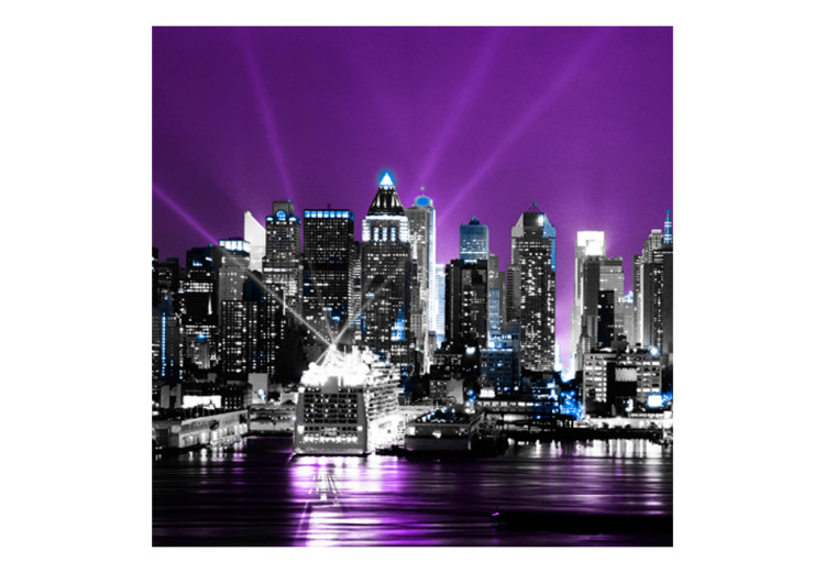 Photo Wallpaper New York in Purple - Urban Landscape with Illuminated Skyscrapers 61541 additionalImage 1