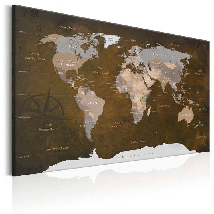 Canvas Print Cinnamon Journeys (1-piece) - World Map in Brown Color 93941 additionalImage 2
