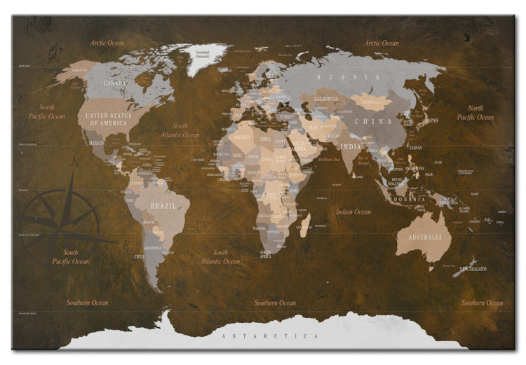 Canvas Print Cinnamon Journeys (1-piece) - World Map in Brown Color 93941
