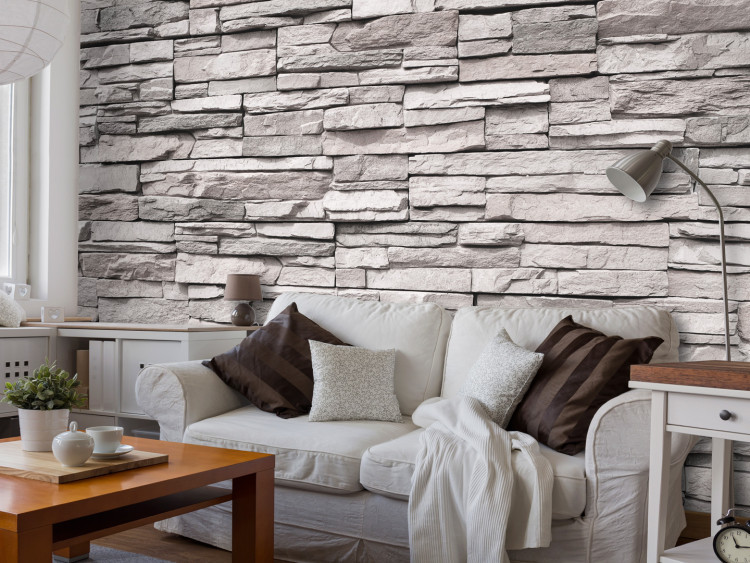 Wall Mural Stone elegance - uniform stone texture in grey tones 97441
