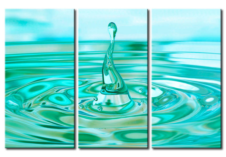 Canvas Falling Turquoise Droplet - Abstraction of Emerging Waves on Water 97741