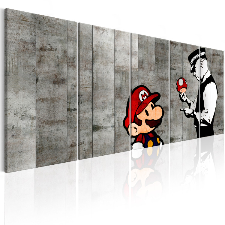 Canvas Print Super game - graffiti referring to the cult computer game 106251 additionalImage 2
