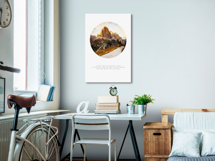 Canvas Art Print The soul of an explorer - alpine peaks with an inscription 114951 additionalImage 3