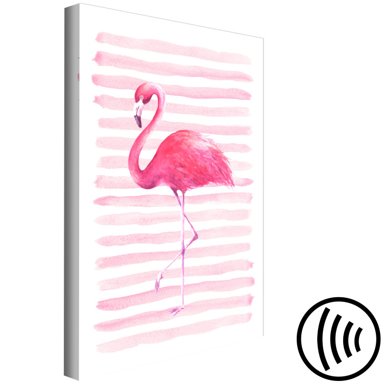 Canvas Print Flamingo in Pink Style (1-part) - Bird Against Bold Stripes 115251 additionalImage 6