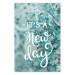 Wall Poster It's a new day - turquoise composition with flowers and English text 116351