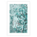 Wall Poster It's a new day - turquoise composition with flowers and English text 116351 additionalThumb 19