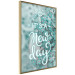 Wall Poster It's a new day - turquoise composition with flowers and English text 116351 additionalThumb 12