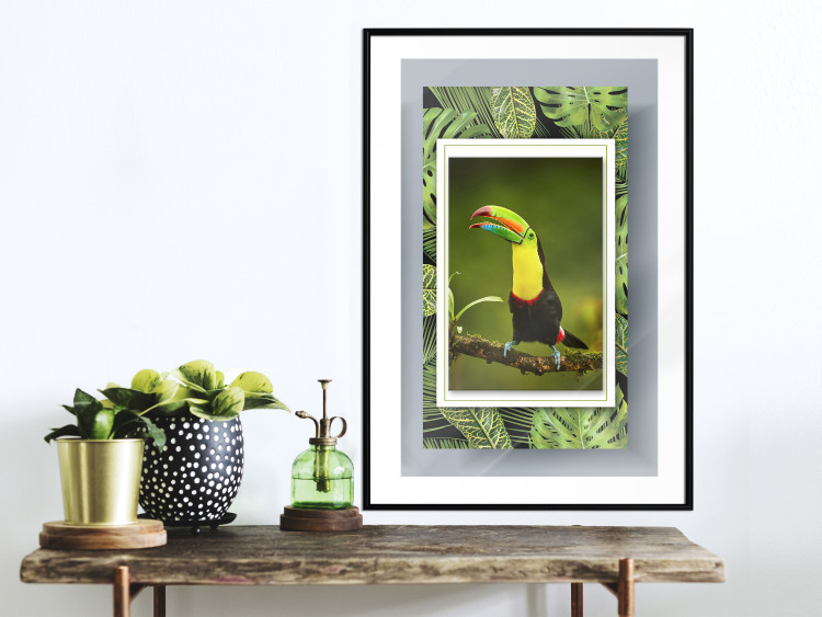 Wall Poster Toucan - colorful bird sitting on a branch among tropical leaves 116451 additionalImage 4