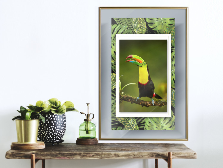 Wall Poster Toucan - colorful bird sitting on a branch among tropical leaves 116451 additionalImage 7