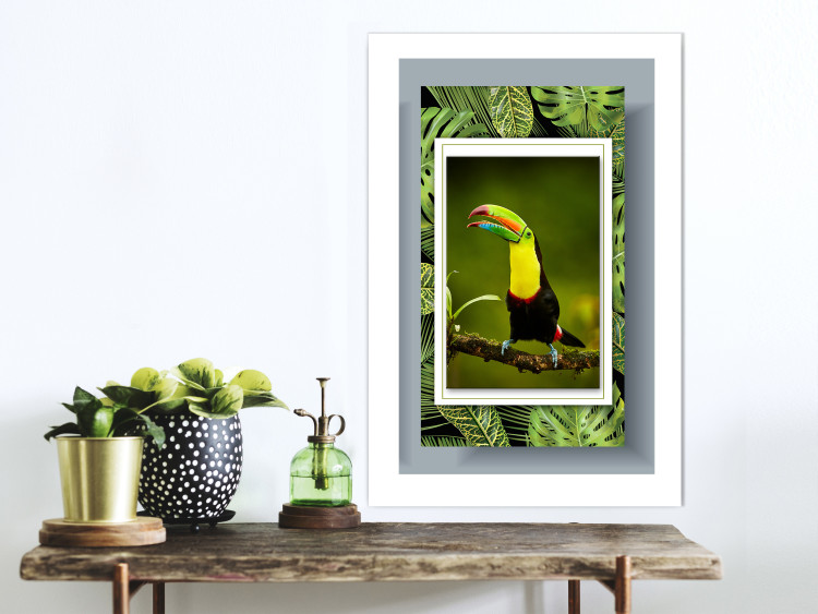 Wall Poster Toucan - colorful bird sitting on a branch among tropical leaves 116451 additionalImage 4
