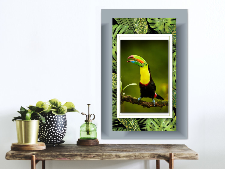Wall Poster Toucan - colorful bird sitting on a branch among tropical leaves 116451 additionalImage 23