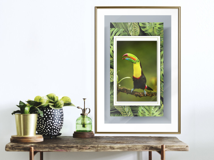 Wall Poster Toucan - colorful bird sitting on a branch among tropical leaves 116451 additionalImage 15
