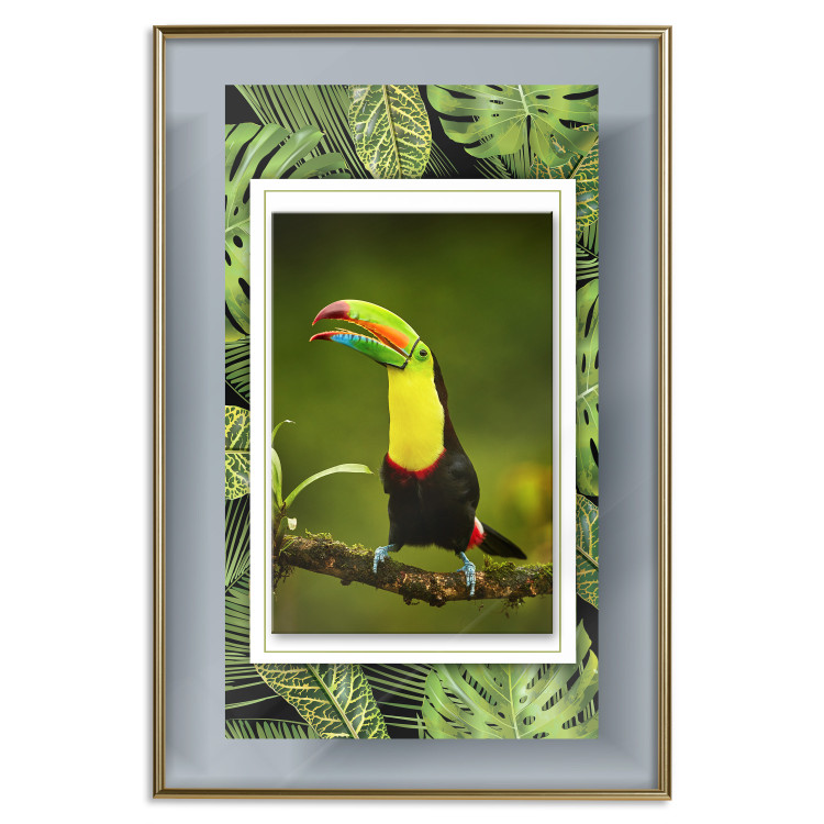 Wall Poster Toucan - colorful bird sitting on a branch among tropical leaves 116451 additionalImage 16