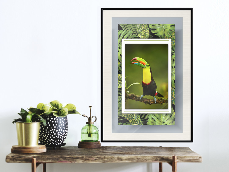 Wall Poster Toucan - colorful bird sitting on a branch among tropical leaves 116451 additionalImage 22