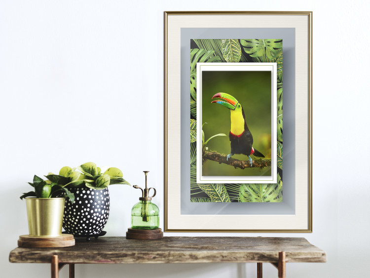 Wall Poster Toucan - colorful bird sitting on a branch among tropical leaves 116451 additionalImage 21