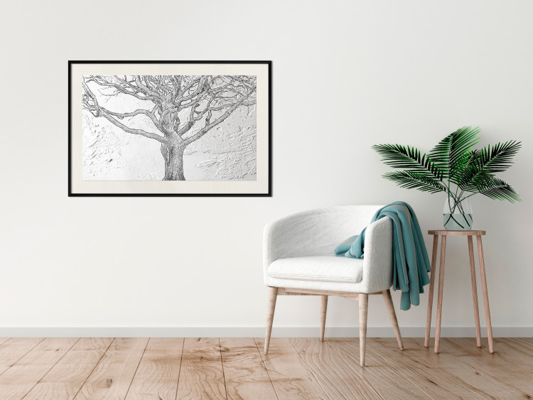 Poster Old Tree - black and white composition with vegetation on an irregular background 117251 additionalImage 20
