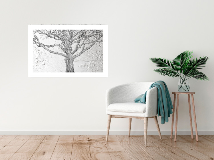 Poster Old Tree - black and white composition with vegetation on an irregular background 117251 additionalImage 2