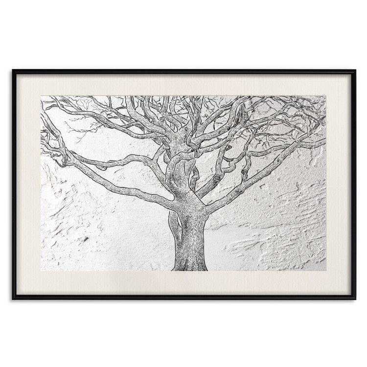 Poster Old Tree - black and white composition with vegetation on an irregular background 117251 additionalImage 21