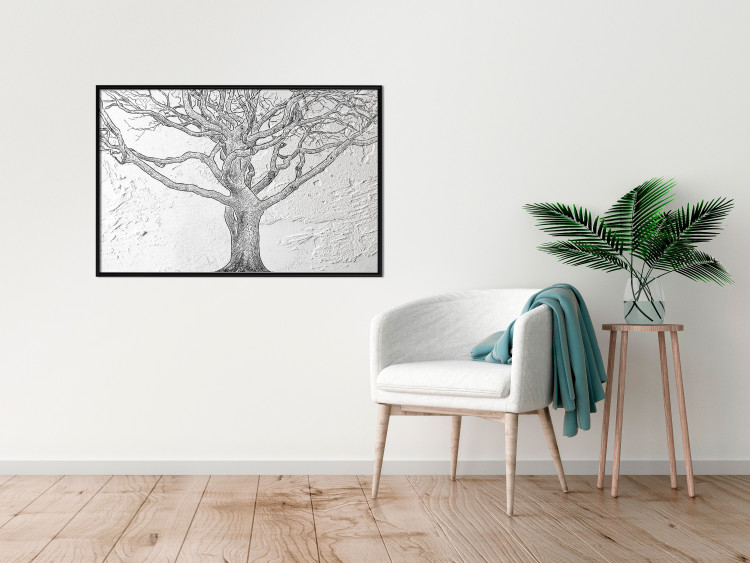 Poster Old Tree - black and white composition with vegetation on an irregular background 117251 additionalImage 3