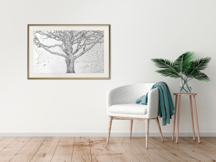 Poster Old Tree - black and white composition with vegetation on an irregular background 117251 additionalImage 19