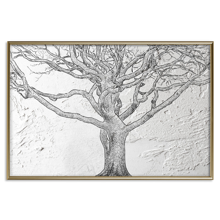 Poster Old Tree - black and white composition with vegetation on an irregular background 117251 additionalImage 17
