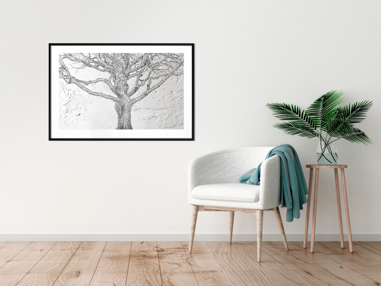 Poster Old Tree - black and white composition with vegetation on an irregular background 117251 additionalImage 6