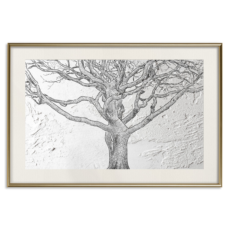 Poster Old Tree - black and white composition with vegetation on an irregular background 117251 additionalImage 22
