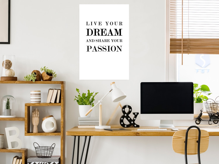 Wall Poster Live your dream and share your passion - black and white pattern with texts 117351 additionalImage 23